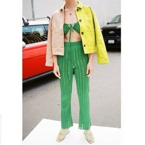 Paloma Wool Pants Como Ribbed Flare in Intense Green